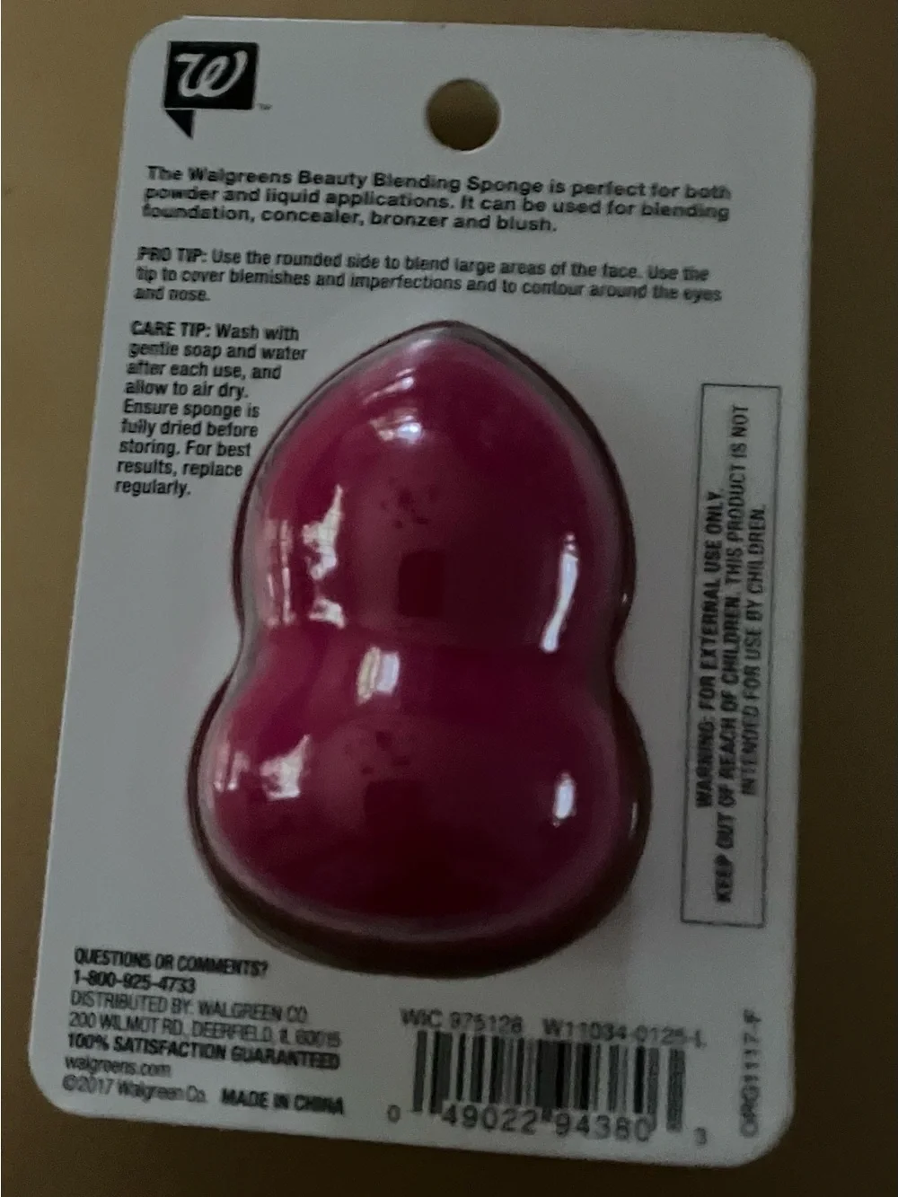 Walgreens Pink Blending Sponge for Smooth Makeup Application